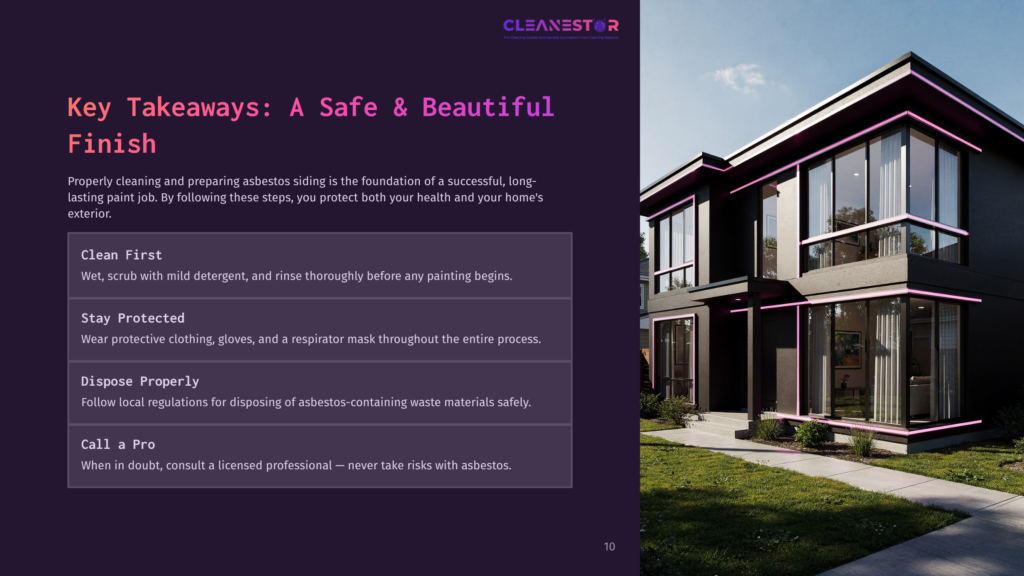 10 Key Takeaways A Safe And Beautiful Finish Modern House Exterior With Sleek Architecture, Large Windows, And Neon Pink Accent Lighting. Text Overlay: &Quot;Cleanestor - Key Takeaways: A Safe &Amp; Beautiful Finish&Quot;.