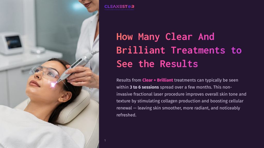 Aesthetician Performing Clear + Brilliant Laser Treatment On A Woman'S Face, Showing Glowing Results For Skin Rejuvenation.