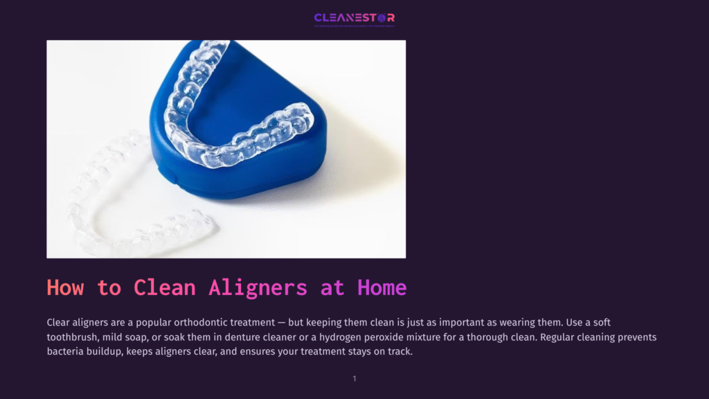 Clear Aligners, Also Known As Invisible Braces, Rest On A Blue Cleaning Stand. These Clear Orthodontic Trays Are Designed For Teeth Straightening And Require Regular Cleaning To Maintain Hygiene And Clarity.
