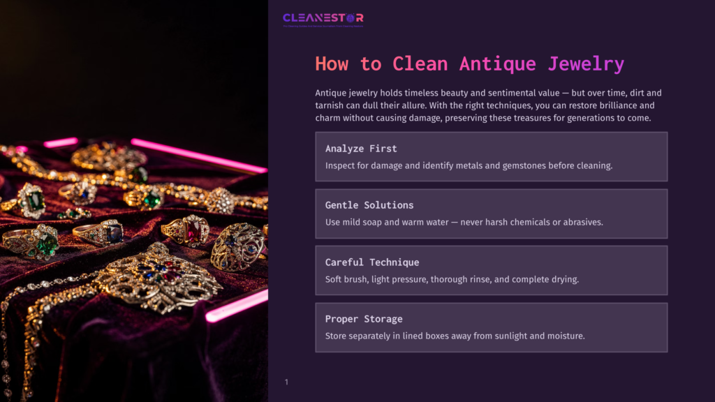 A Collection Of Antique Jewelry, Including Necklaces, Rings, And Brooches With Gemstones, Is Displayed On A Rich, Dark Purple Velvet Fabric, With Bright Pink Lights Adding A Dramatic Glow.