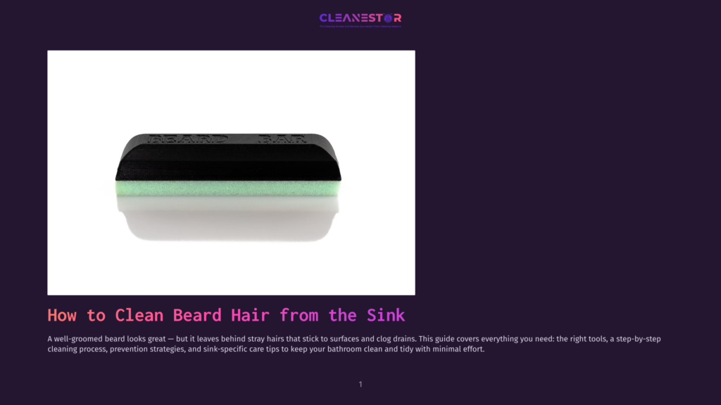 A Black Beard Bar With A Light Green Scrubbing Pad Sits On A White Surface, Ready To Clean Beard Hair From Sinks And Surfaces.