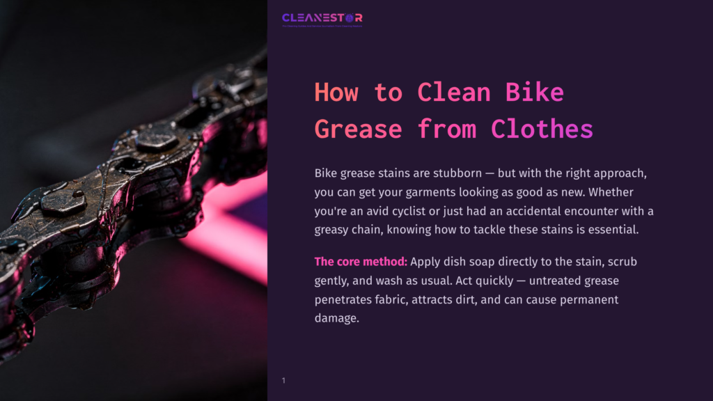 1 How To Clean Bike Grease From Clothes Close-Up Of A Greasy Bicycle Chain With A Soft Pink And Purple Bokeh Background, Suggesting A Workshop Or Studio Setting.