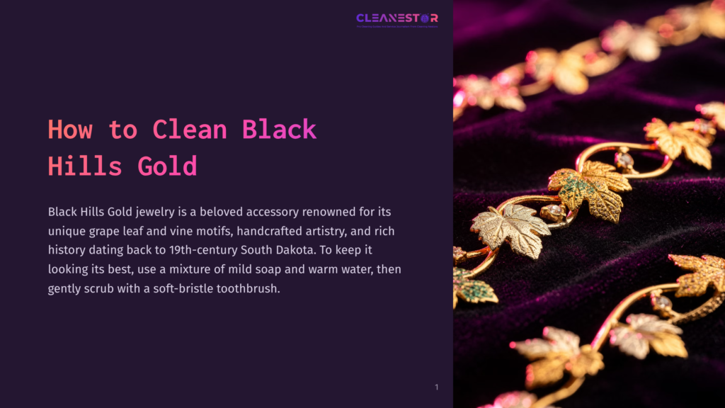 Close-Up Of A Luxurious Gold Necklace With Intricate Grape Leaf And Vine Motifs, Resting On A Deep Purple Velvet Background. The Jewelry Is Detailed And Appears To Be Black Hills Gold.