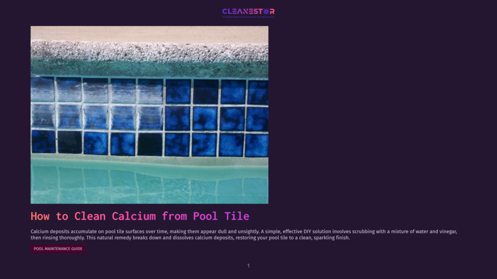 1 How To Clean Calcium From Pool Tile Close-Up Of A Sparkling Clean Pool Tile Edge With Blue Mosaic Tiles And A White Coping, Showcasing The Results Of Cleaning Calcium Deposits.