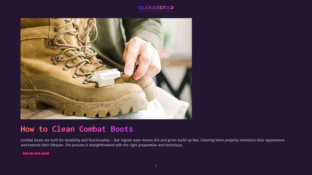 A Person Is Cleaning A Dirty Tan Combat Boot With A Brush. The Boot Has Thick Laces And A Rugged Sole, Suggesting It'S A Well-Worn Piece Of Military Gear.
