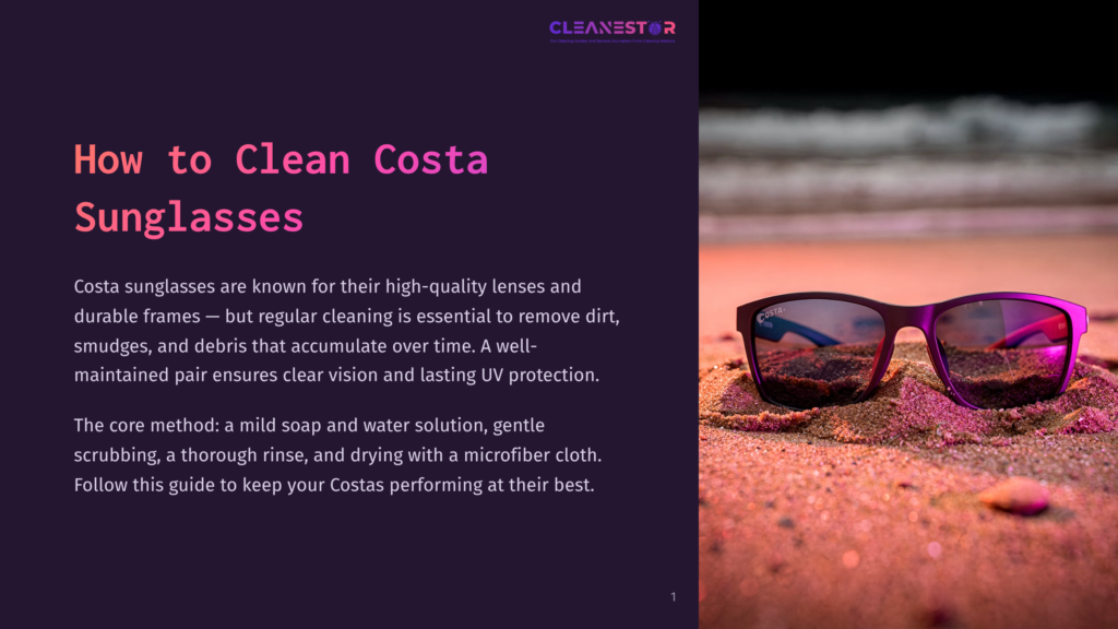 1 How To Clean Costa Sunglasses A Pair Of Purple Costa Sunglasses Buried In Sandy Beach, Illustrating The Need For Regular Cleaning To Remove Dirt And Smudges For Clear Vision And Uv Protection.