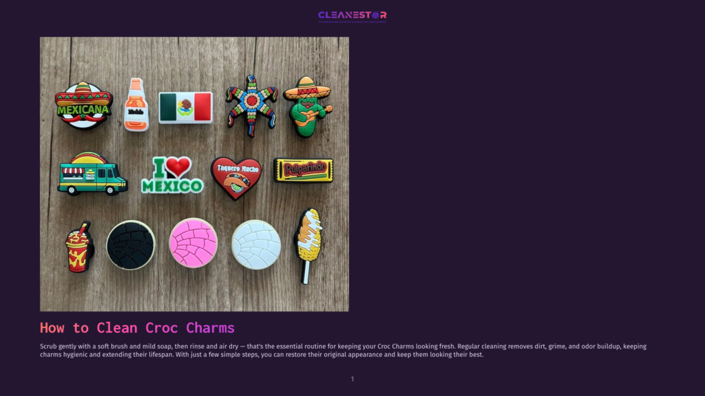 A Collection Of Colorful Croc Charms Shaped Like Mexican-Themed Items, Including A Taco Truck, &Quot;I ❤️ Mexico&Quot; Text, A Piñata, And A Bottle Of Hot Sauce, Arranged On A Wooden Surface.