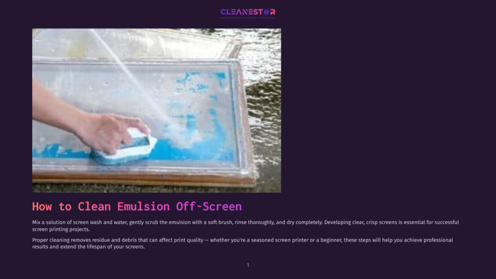 Person Using A Soft Brush To Gently Scrub Blue Emulsion Off A Glass Screen, With Water And Screen Wash, Aiming For Clean, Crisp Screens.