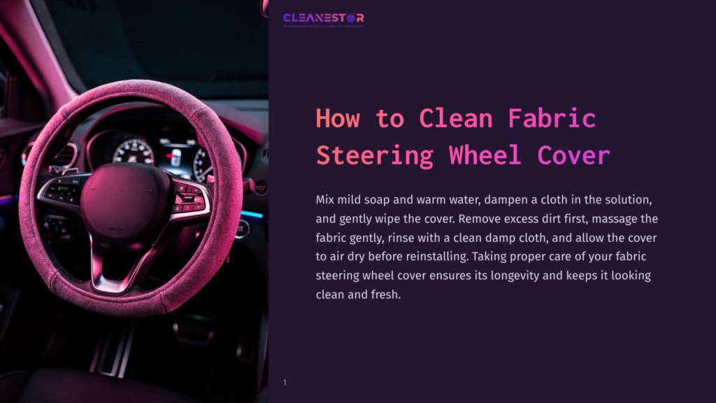 A Close-Up Of A Car'S Steering Wheel With A Pink Fabric Cover, Showing The Center Airbag Logo And Buttons. The Background Is Dark With Subtle Interior Lighting.