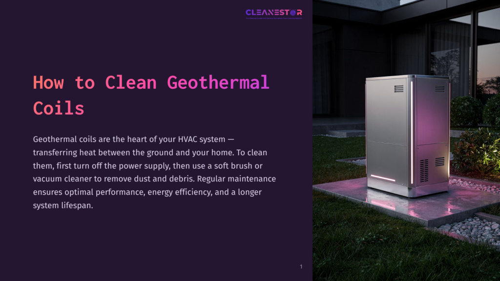 A Sleek Silver Geothermal Coil System Is Prominently Displayed Outside A Modern Building, Illuminated By Soft Purple Lighting Against A Dark Background.
