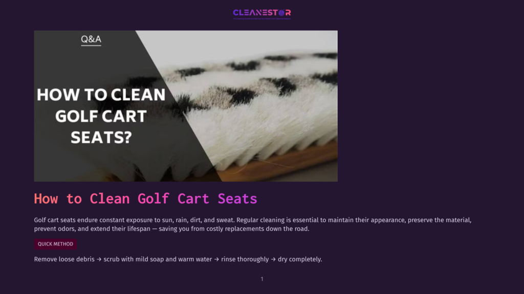 1 How To Clean Golf Cart Seats Close-Up Of A Golf Cart Seat With A Faded, Patterned Fabric, A Wooden Handle, And An Overlay Text That Reads &Quot;How To Clean Golf Cart Seats?