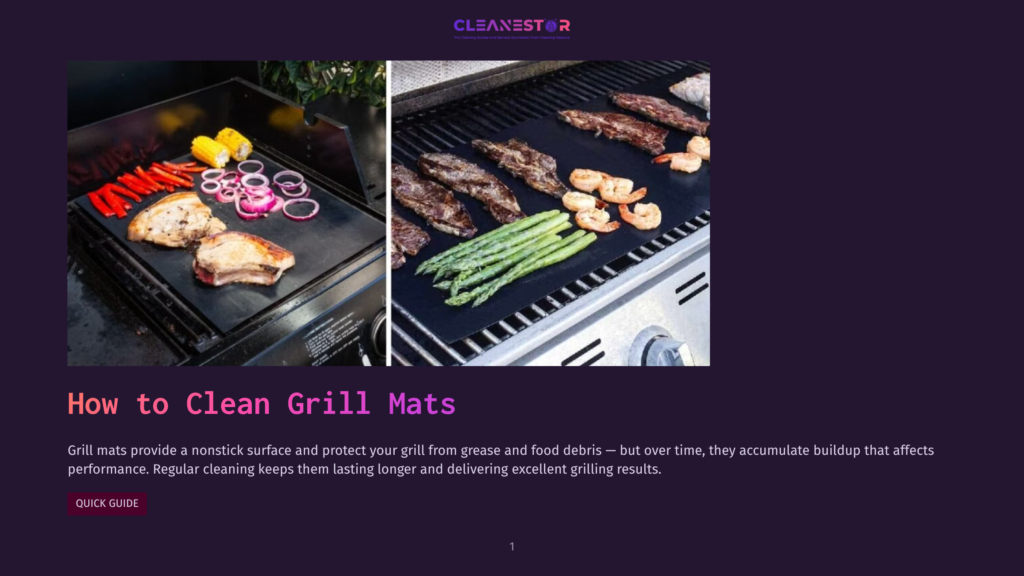 Two Grill Mats On A Grill: One With Chicken, Bell Peppers, And Onions; The Other With Steak, Asparagus, And Shrimp. The Mats Are Black And Textured, Sitting On A Silver Grill With A Black Handle.