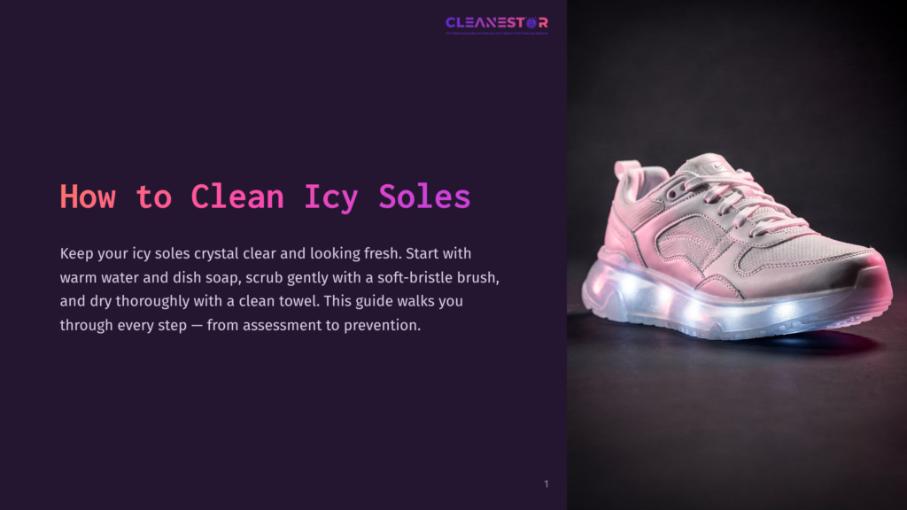 A White Athletic Shoe With Illuminated, Glowing Translucent Soles Sits On A Dark Surface, With Pink And Blue Lighting Reflecting On The Shoe And Background.