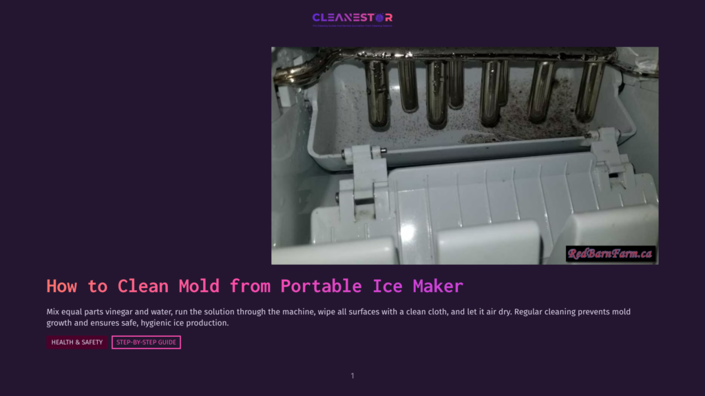 Close-Up Of The Interior Of A Portable Ice Maker With Visible Mold And Dirt, With The Text &Quot;Redbarnfarm.ca&Quot; On The Side.