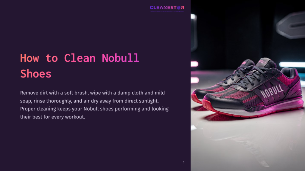 Pair Of Nobull Shoes With Pink Accents, Resting On A Reflective Surface. Text Overlay Reads &Quot;How To Clean Nobull Shoes.