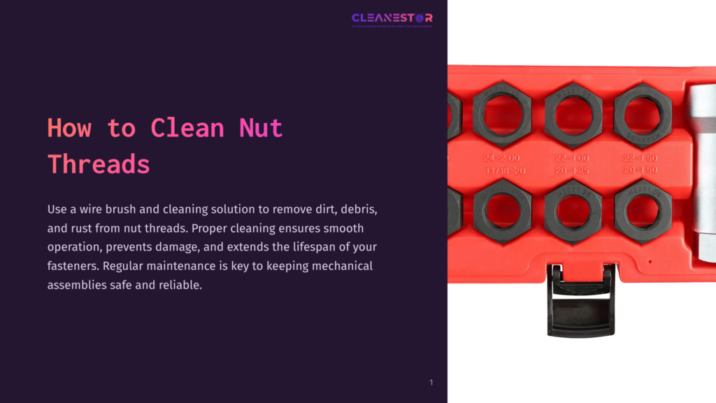 1 How To Clean Nut Threads A Red Plastic Organizer Tray Filled With Various Sizes Of Nuts, Including M22X1.5, M20X1.25, And M16X1.25, With Labels Like &Quot;22-100&Quot; And &Quot;24-200&Quot; Visible. The Tray Is Angled, Showing The Nuts Neatly Arranged In Their Compartments.