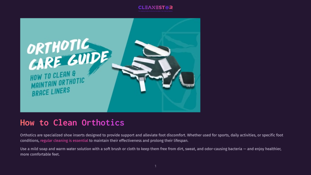 Orthotic Care Guide Title Card With The Text &Quot;Orthotic Care Guide: How To Clean &Amp; Maintain Orthotic Brace Liners&Quot; And An Image Of Clean Orthotic Inserts.