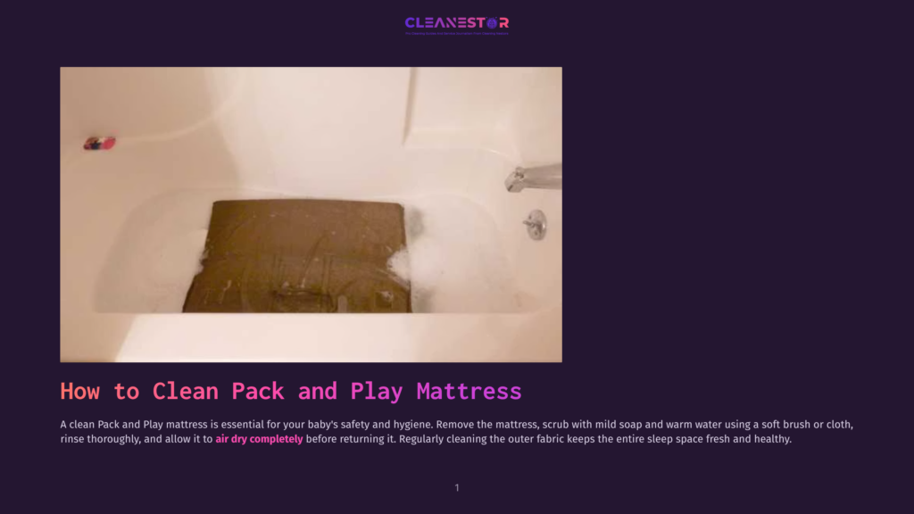1 How To Clean Pack And Play Mattress A Baby'S Pack And Play Mattress Is Being Cleaned In A Bathtub With Soapy Water And A Scrub Brush.