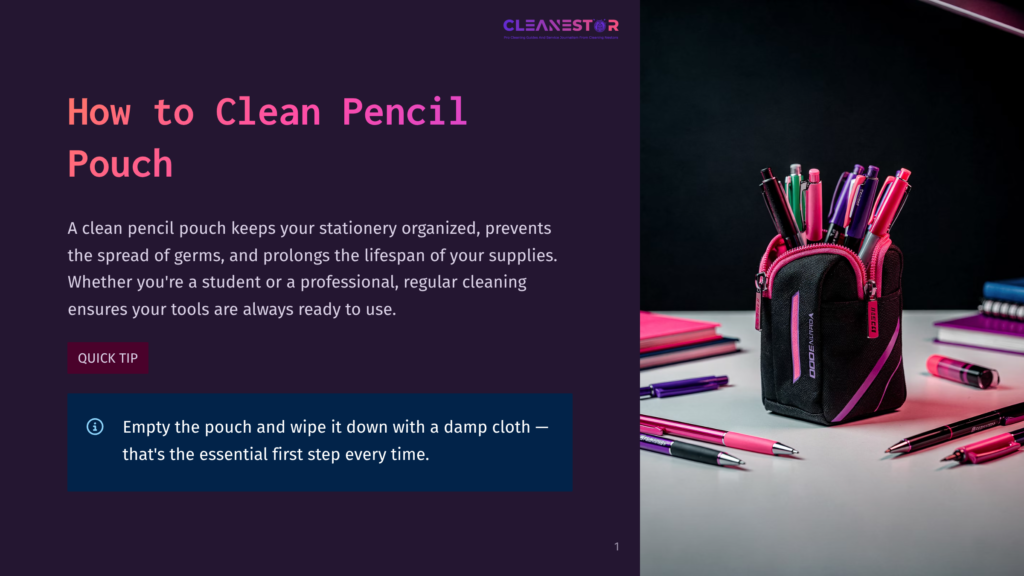 Close-Up Of A Pencil Pouch Filled With Colorful Pens, Pencils, And Markers On A White Desk With A Black Background.