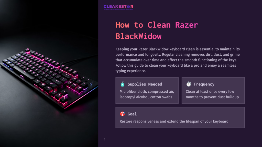 1 How To Clean Razer Blackwidow A Black Razer Blackwidow Keyboard With Vibrant Rgb Lighting, Showcasing Red, Pink, And Purple Hues Against A Dark Background. The Image Is From A Guide On How To Clean A Razer Blackwidow Keyboard.