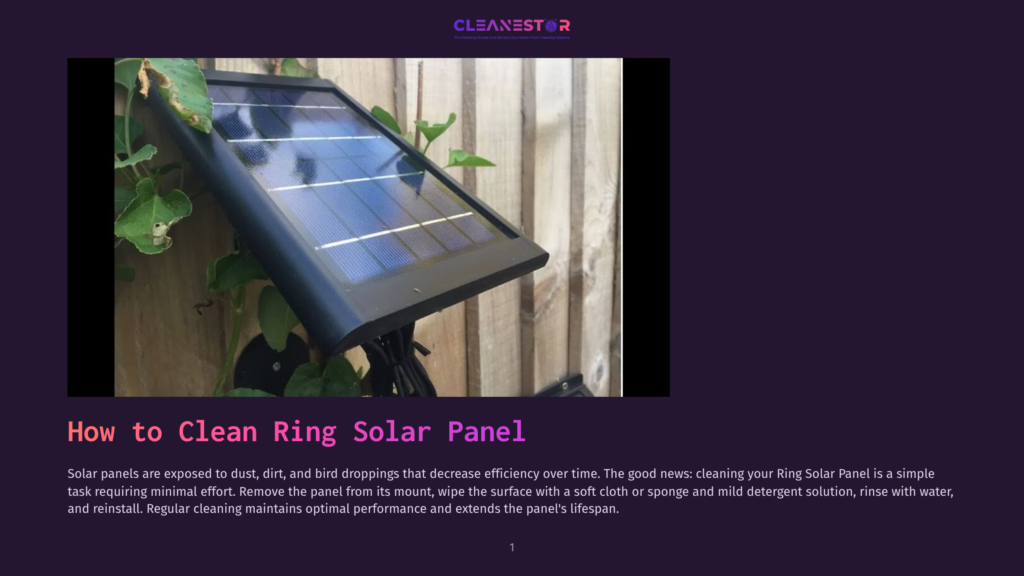 1 How To Clean Ring Solar Panel A Close-Up Of A Ring Solar Panel Attached To A Wooden Fence, Partially Obscured By Green Leaves. The Panel Is Angled Upwards, Showing Its Blue Solar Cells.