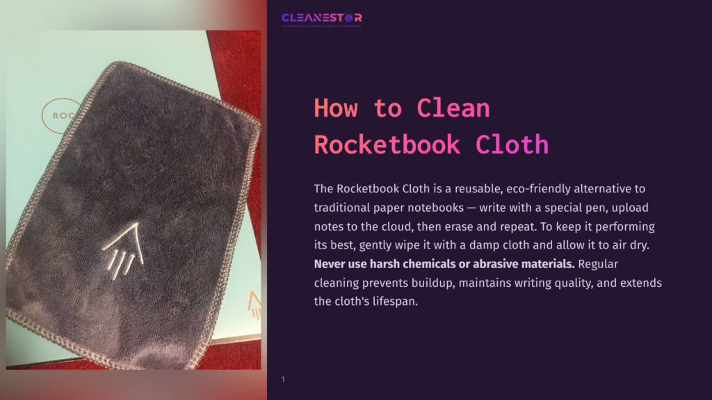 A Dark Grey Rocketbook Cloth With A White Embroidered Arrow Logo Lies On A Teal Notebook. The Cloth Is Soft And Plush, Hinting At Its Use For Wiping Down Reusable Notebooks.