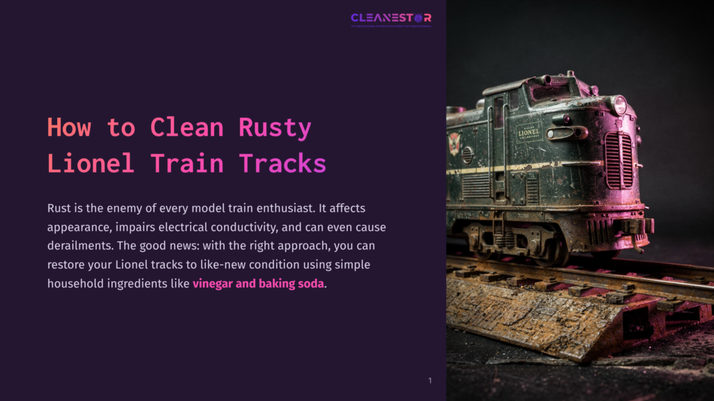 1 How To Clean Rusty Lionel Train Tracks A Vintage Lionel Train Engine Sits On Rusty Model Train Tracks, Illustrating How To Clean Rusty Lionel Train Tracks With Household Ingredients Like Vinegar And Baking Soda.