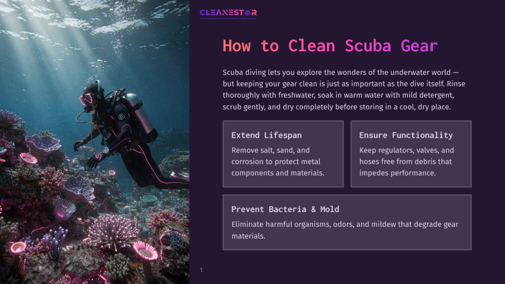 1 How To Clean Scuba Gear Scuba Diver Exploring A Vibrant Coral Reef With Colorful Fish Swimming Around, Showcasing Diverse Marine Life And Underwater Beauty.