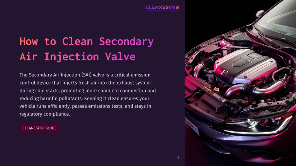 Open Car Hood With The Engine Exposed, Focusing On The Secondary Air Injection (Sai) Valve, A Critical Emission Control Device.