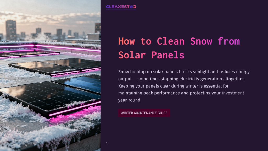 1 How To Clean Snow From Solar Panels Snow Covers Solar Panels On A Rooftop With Pink Led Lights, Illustrating The Challenge Of Cleaning Snow From Solar Panels For Optimal Electricity Generation.