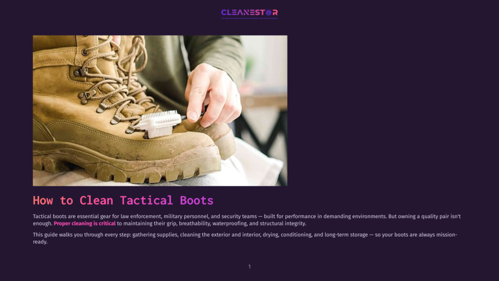 1 How To Clean Tactical Boots Close-Up Of A Person&Amp;Apos;S Hands Cleaning A Dirty, Tan Tactical Boot With A Brush, Highlighting The Importance Of Proper Boot Care For Maintaining Grip And Durability.