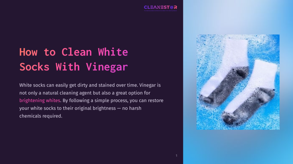 Two White Socks With Grey Heels And Toes Are Submerged In Bubbly Water, Being Cleaned With Vinegar To Restore Their Brightness.