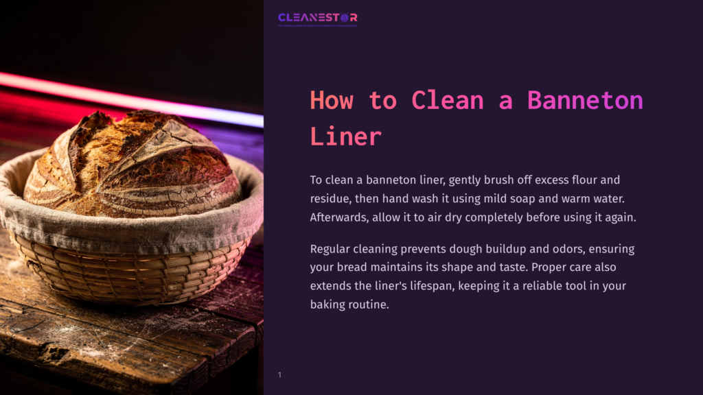 1 How To Clean A Banneton Liner A Perfectly Proofed Sourdough Bread Sits In A Banneton Liner On A Rustic Wooden Table, Dusted With Flour, With Soft Pink And Purple Light Illuminating The Scene.