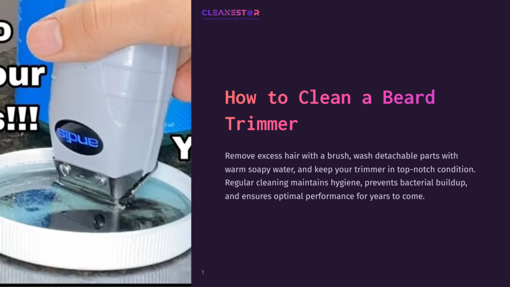 1 How To Clean A Beard Trimmer A Close-Up Of A Person&Amp;Apos;S Hand Holding A Silver And Gray Beard Trimmer Over A White Container Filled With Soapy Water, Ready For Cleaning. The Trimmer Has &Quot;Andis&Quot; Logo On It.