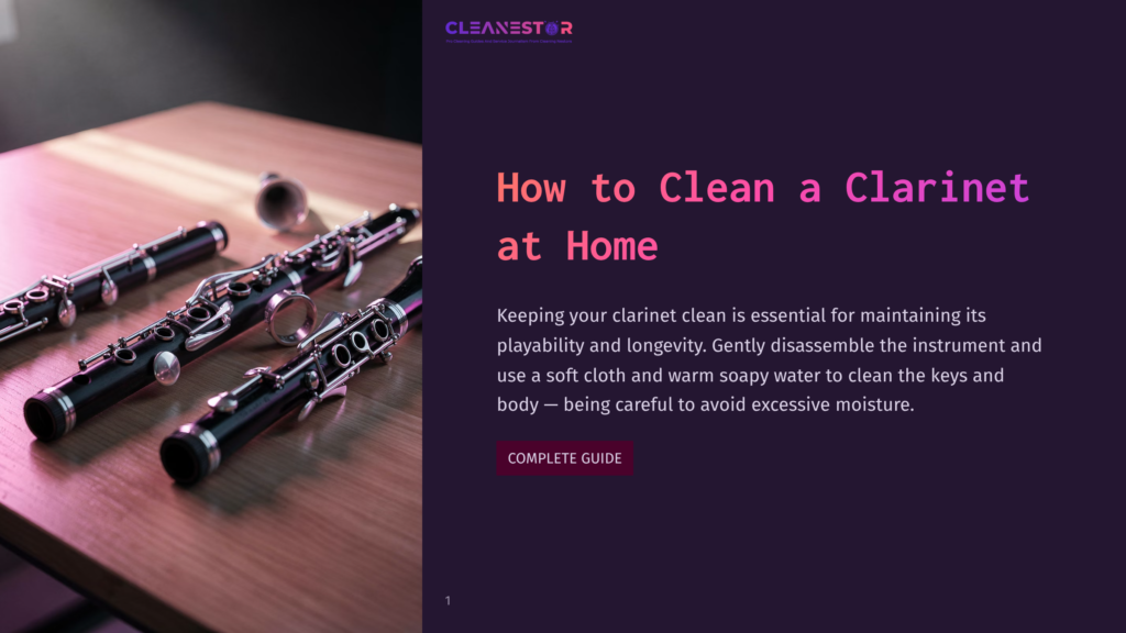 1 How To Clean A Clarinet At Home Three Clarinets Rest On A Wooden Table, With The Text &Quot;Cleanestor How To Clean A Clarinet At Home&Quot; Visible.