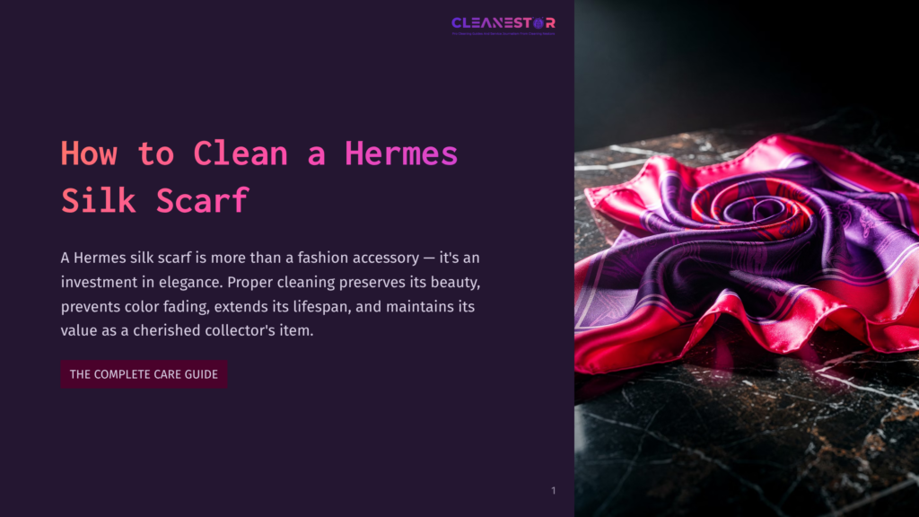 A Luxurious Hermes Silk Scarf, Predominantly In Vibrant Fuchsia And Deep Purple, Is Artfully Draped On A Dark, Polished Marble Surface, Reflecting Light And Showcasing Its Intricate Pattern.