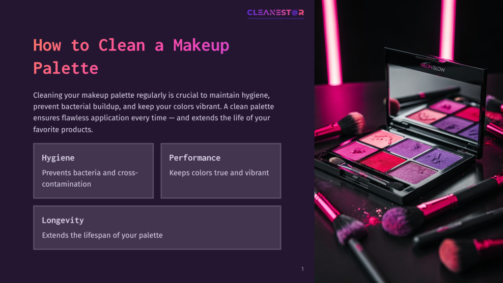 A Vibrant Makeup Palette With Bright Pink, Purple, And Red Eyeshadows Is Open On A Dark Surface, Surrounded By Fluffy Makeup Brushes. The Scene Is Lit With Neon Pink Light, Highlighting The &Quot;Neon Glow&Quot; Branding On The Palette.