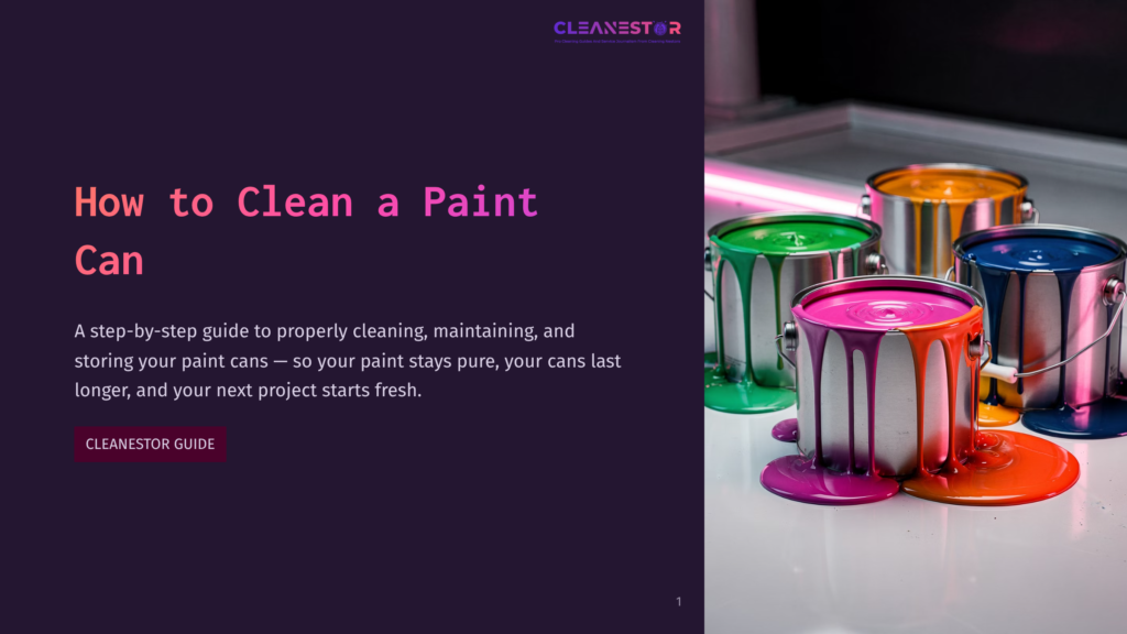 Four Open Paint Cans With Vibrant, Drippy Paint: Bright Pink, Neon Green, Orange, And Blue. The Cans Sit On A White Surface With Paint Splatters.