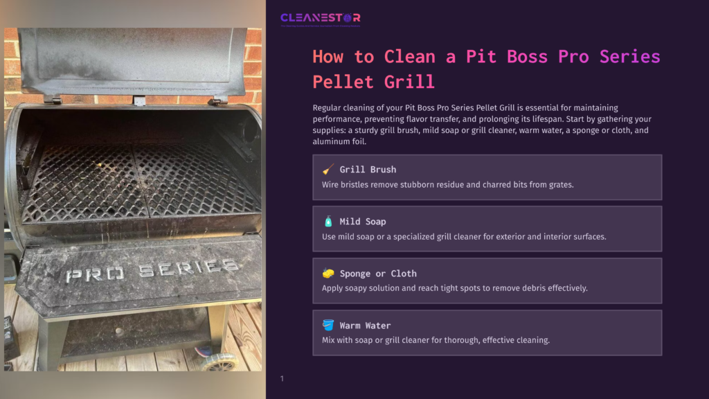 A Dirty, Open Pit Boss Pro Series Pellet Grill With A Greasy Interior And Grates. The Grill Is Black With &Quot;Pro Series&Quot; Visible On The Front.