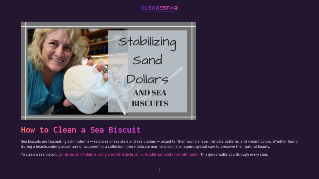 Woman Holding A Large, White Sand Dollar With The Text &Quot;Stabilizing Sand Dollars And Sea Biscuits&Quot; Superimposed On The Image.