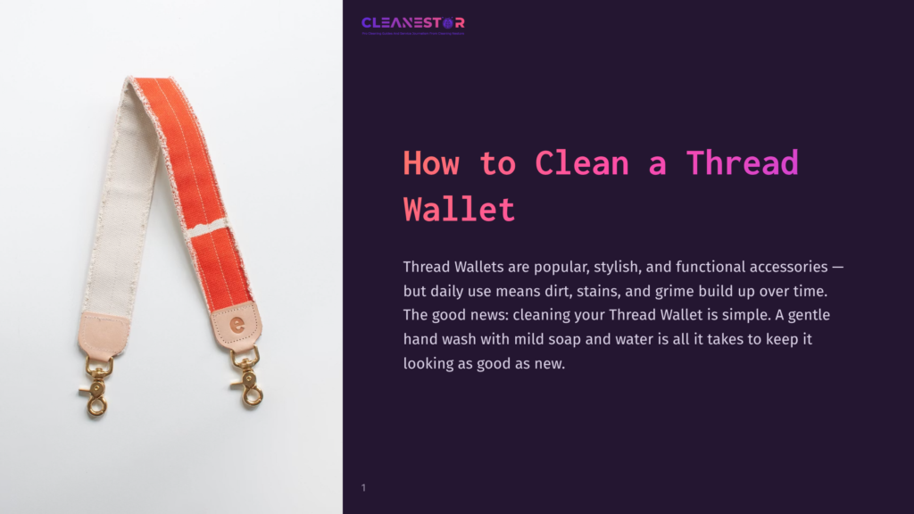 1 How To Clean A Thread Wallet A Close-Up Of A Stylish Canvas And Leather Strap For A Bag Or Wallet, Featuring A Vibrant Orange Stripe On A Natural Canvas Background, With Gold Hardware Clasps.
