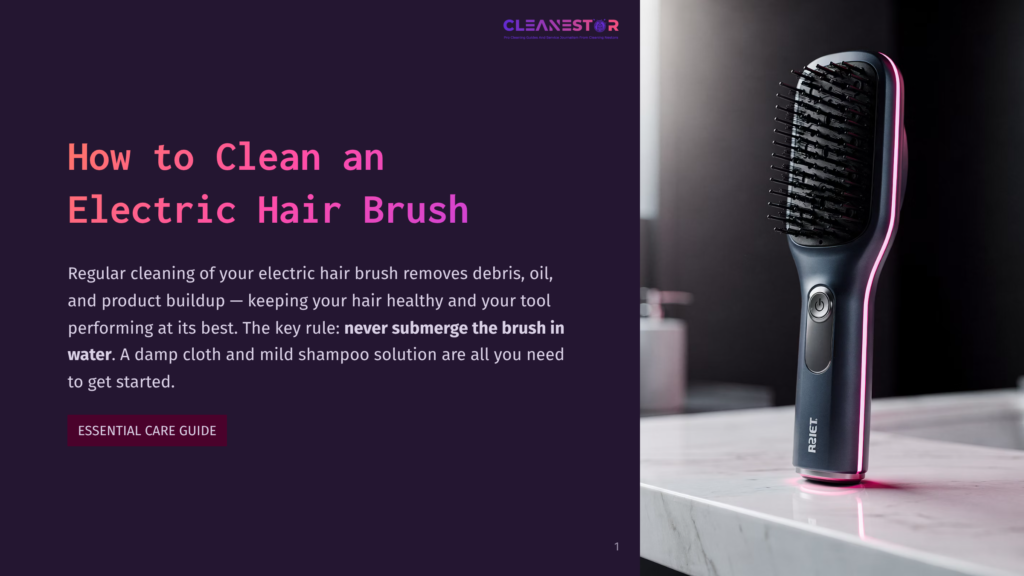 A Sleek Black And Pink Electric Hair Brush Rests On A Marble Countertop, Illuminated By A Soft Pink Light. The Setting Appears To Be A Modern Bathroom With A Blurred Background, Emphasizing The Brush'S Design And Technology.
