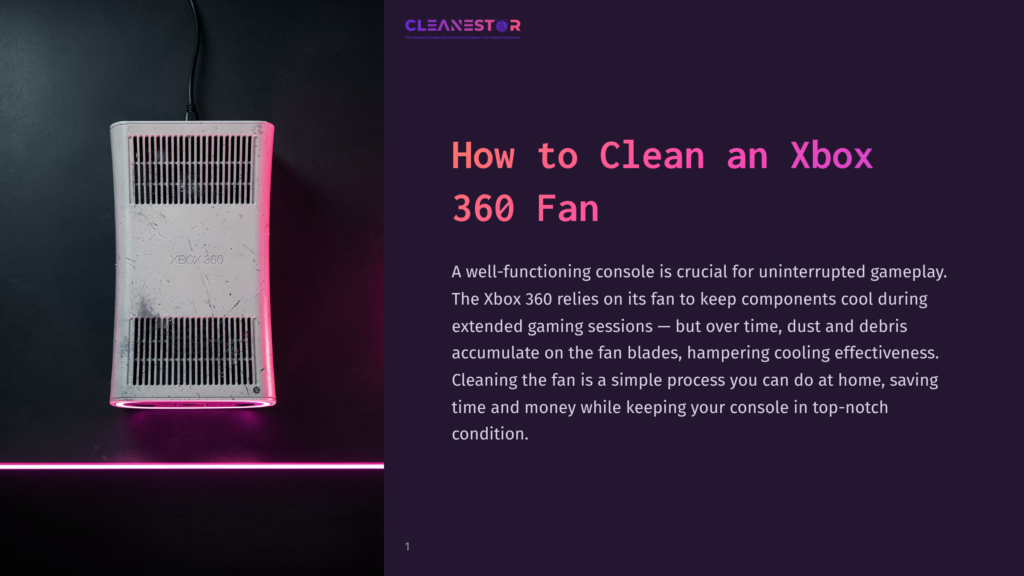 A Dusty White Xbox 360 Console Sits On A Dark Surface, Illuminated By A Vibrant Pink Neon Light Strip Along The Bottom Edge.