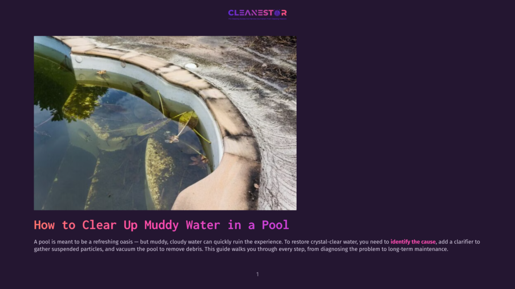 A Neglected Swimming Pool Filled With Murky, Green Water, Debris, And Algae. The Stone Coping Is Cracked And Weathered, Indicating A Need For Pool Cleaning.