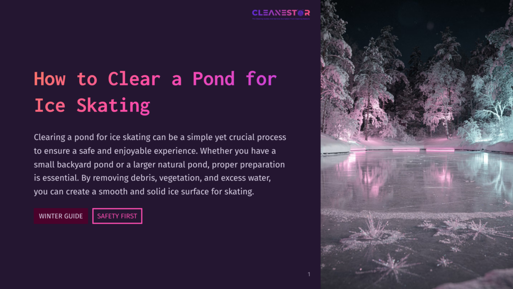 A Serene Night Scene Featuring A Frozen Pond Under A Starry Sky, With Snow-Covered Trees In The Background, And A Glowing Path Along The Ice Edge.