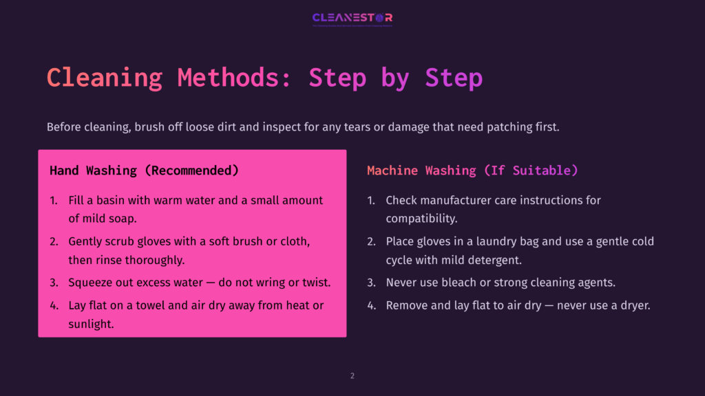 Cleaning Methods: Hand Washing (Recommended) Vs. Machine Washing (If Suitable) With Step-By-Step Instructions For Each.