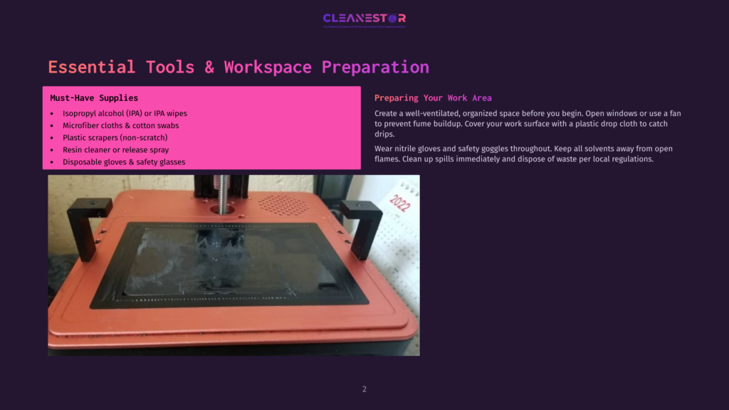 Close-Up Of A 3D Printer&Amp;Apos;S Build Plate And Resin Vat, With A Digital Calendar Displaying &Quot;2022&Quot; Visible In The Background.