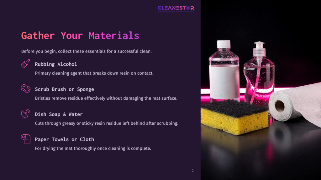 Gather Your Materials For A Successful Clean: Rubbing Alcohol, Scrub Brush Or Sponge, Dish Soap &Amp; Water, And Paper Towels Or Cloth. Two Bottles Of Cleaning Liquid And A Sponge Are Visible.