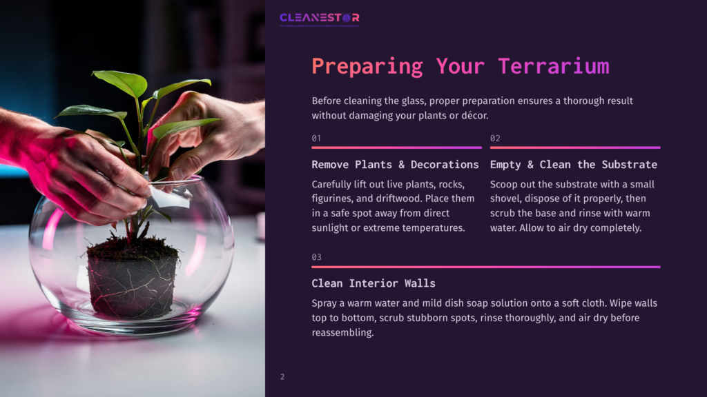 Hands Carefully Plant A Small Green Plant In A Clear Glass Terrarium, With Purple And Pink Light Accents.