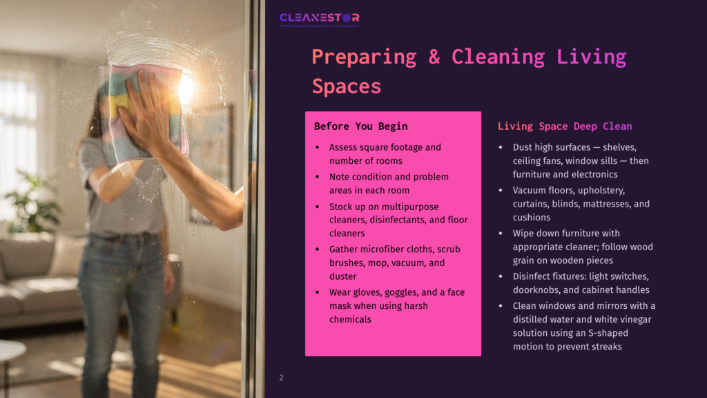 2 Preparing And Cleaning Living Spaces Close-Up Of A Person'S Hands Cleaning A Glass Door With A Colorful Microfiber Cloth, Sunlight Streaming Through, Illustrating Home Cleaning Preparation.